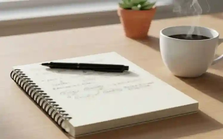 Notitieblok met pen voor het maken van wedanalyses