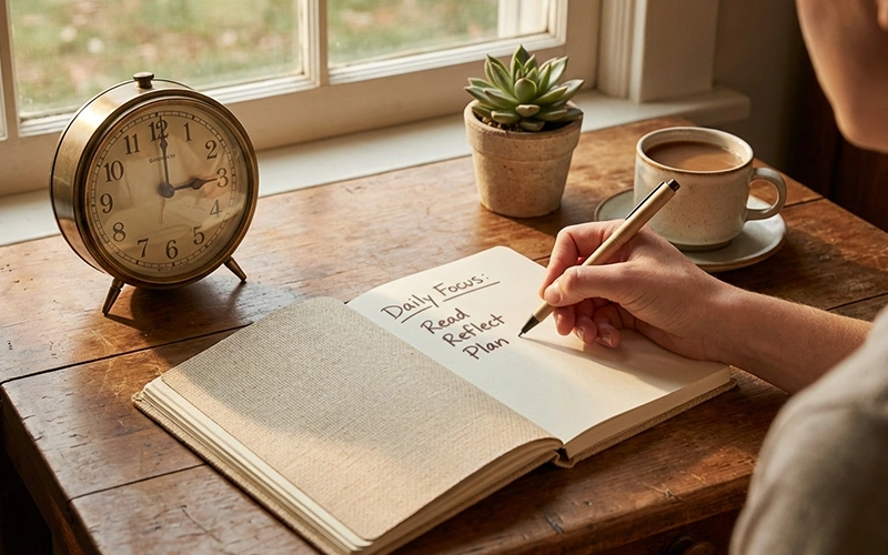 Klok en notitieboek symboliseren tijdsbeheer bij gokken